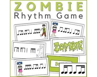 Rhythm Card Game for Sixteenth & Eighth Notes (tika-ti, ti-tika) - Halloween Music Activity for Elementary Music Class or Piano Lessons