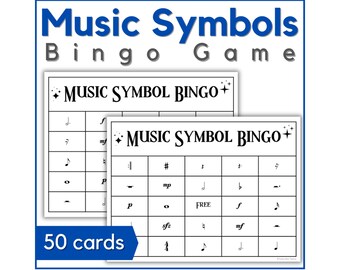 Music Symbols Bingo Game Cards for Music Lessons, Band, Choir, or Piano