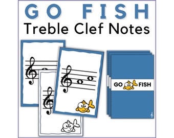 Go Fish-spel met v-sleutel, noten lezen: noten v-solsleutel Activiteit: