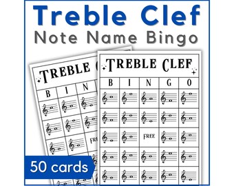 Violinschlüssel Noten Bingo Karten zum Ausdrucken - Notenlesespiel zum Lehren von Notennamen im Musik- oder Klavierunterricht