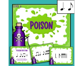 Poison Rhythm Game for Dotted Quarter Note - a Fun Music Game for Elementary or Middle School Music Class, Band, or Piano Lessons
