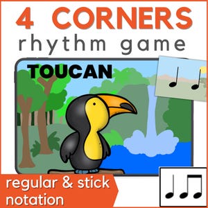 4 Corners Active Rhythm Game - Elementary Music Game for Quarter Note & Eighth Notes (ta, ti-ti)