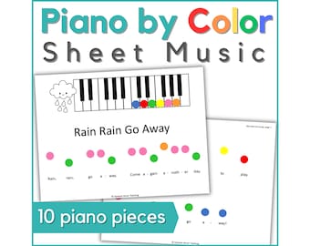 Kleurgecodeerde bladmuziek piano - Easy Piano op kleur, muziek voor kleuters of jonge beginners, kinderliedjes Piano