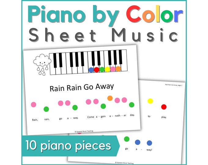 Learning Piano Notes Color Color Coded Piano Sheet Music - Easy Piano by Color Music for Preschool ...