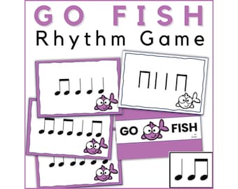 Go Fish Rhythm Game - Quarter and Eighth Notes  (Ta & Ti-Ti) - Fun Music Card Game for Elementary Music Activity, or Piano Lessons
