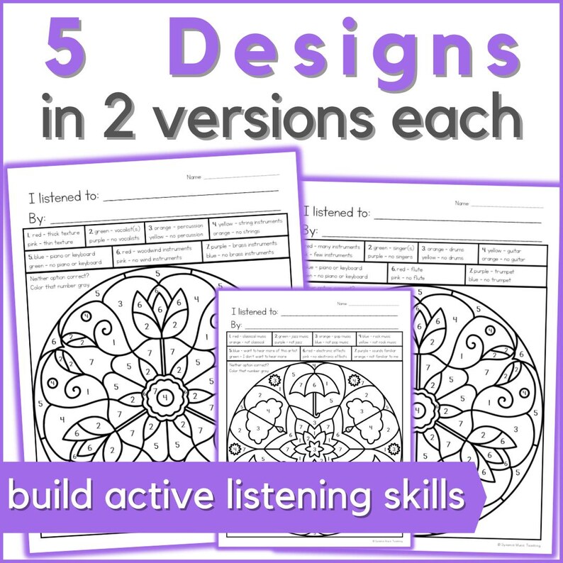 Spring Color by Music Listening Glyph Worksheets, April Music ...
