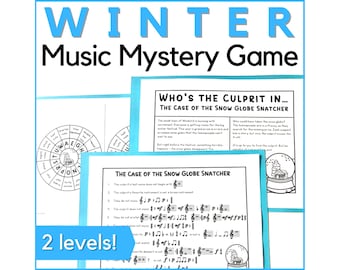 Winter Musik Geheimnis Aktivität - Druckbares Winter Musikspiel für die Mittelschule Musikklasse, Band, Januar Klavierunterricht oder Hausschule