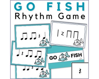 Go Fish Rhythm Game for Quarter Rest, Quarter Note & Eighth Notes - Fun Music Card Game for Elementary Music or Piano Lessons Activity