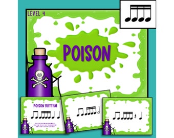 Poison Rhythm Game for Sixteenth Notes - a Fun Music Game for Elementary or Middle School Music Class, Band, or Piano Lessons