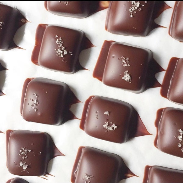 12 piece Nunu Chocolates Hand Dipped Salt Caramel with Sea Salt