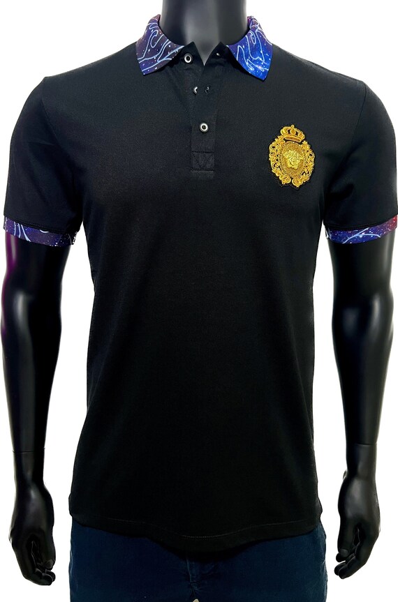 mens black versace polo shirt