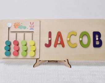 Custom Handmade Name Puzzle with Animals: Personalized Birthday, Christmas, Baby Shower Gift for Kids, Toddlers, Newborns