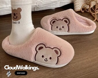 Comfortable and Cozy Teddy Bear Slippers for Home – Kawaii Style