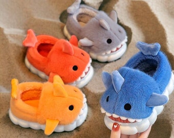 Plush Shark Slippers for Kids - Cozy, Non-Slip, Waterproof Home and Outdoor Footwear