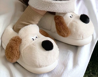 Cute Dog Slippers for Couples - Plush Comfort, Warmth, and Non-slip Safety for Home