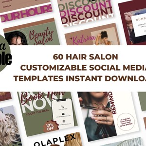 60 Hair Salon Social Media Templates Canva Neutral Colors