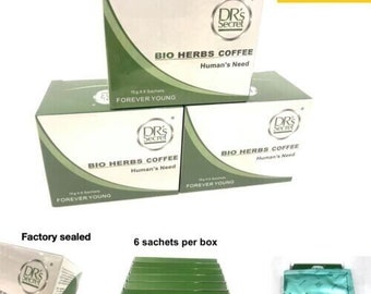 6 boîtes de café bio aux herbes de Drs Secret (hommes) 15 g x 6 sachets Bio Herbz Coffee Express Shipping