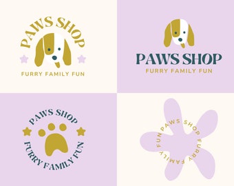 Dog Logo Design, Pet Logo, Paw Boho Logo Template, Veterinary Logo, Custom Logo For Your Business, Animal Logo, Canva Editable Logo Design