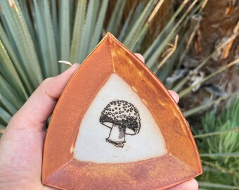Handmade Ceramic Trinket Dish, Ring Dish, Catch All, Tray, Mushroom, Cottagecore