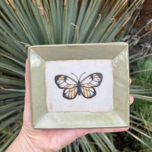 Handmade Ceramic Trinket Dish, Ring Dish, Catch All, Tray, Butterfly, Cottagecore