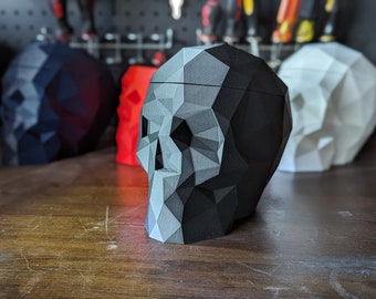 3d Printed Geometric Skull Commander Deck Box, Magic the Gathering