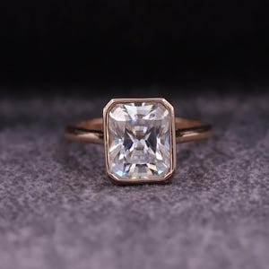 Radiant Cut Lab Created Diamond Ring, Radiant Bezel Setting Ring, Engagement Ring, IGI Certified Lab Grown Diamond, Birthday Gift for Wife