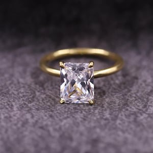 IGI Certified Radiant Cut Lab Grown Diamond Wedding Ring, 10K Yellow Gold Diamond Solitaire Engagement Ring, Proposal Ring for Girlfriend