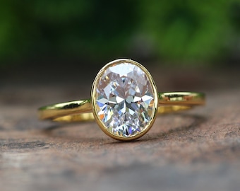 Oval Cut CZ Gold Ring, Promise Ring