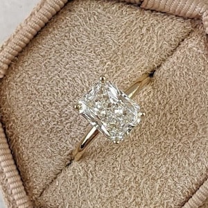 2CT Radiant Cut Lab Grown Diamond Solitaire Engagement Ring, 14K Solid Yellow Gold IGI Certified Radiant Diamond Ring,Anniversary Ring