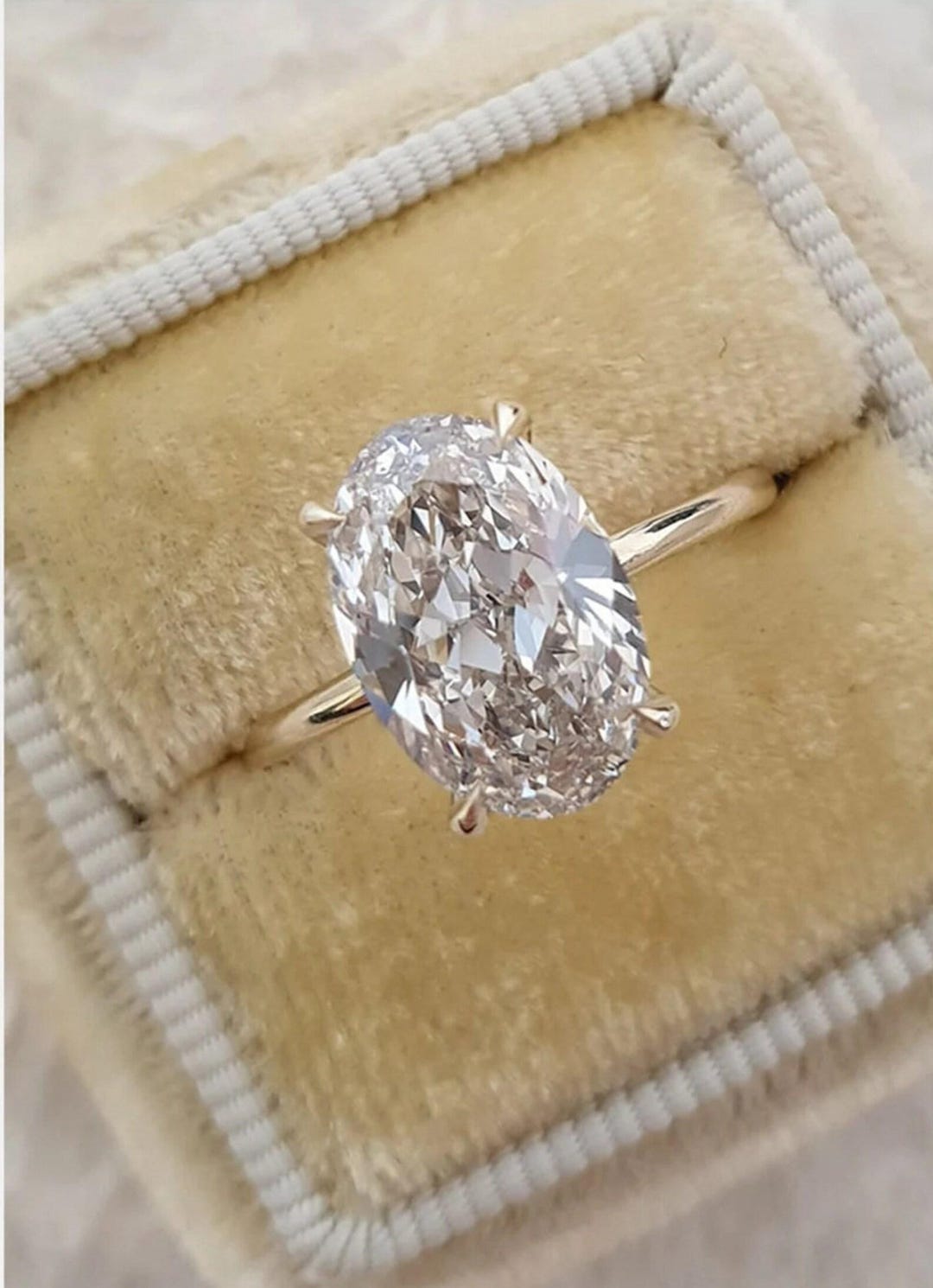 14k Gold Oval Moissanite Engagement Ring, Solitaire Promise Ring - Etsy