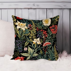 Floral William Morris Square Soft Throw Pillow Case Pillow Cushion Cover for Living Room Sofa Gift Cottagecore Botanical Accent Pillowcase