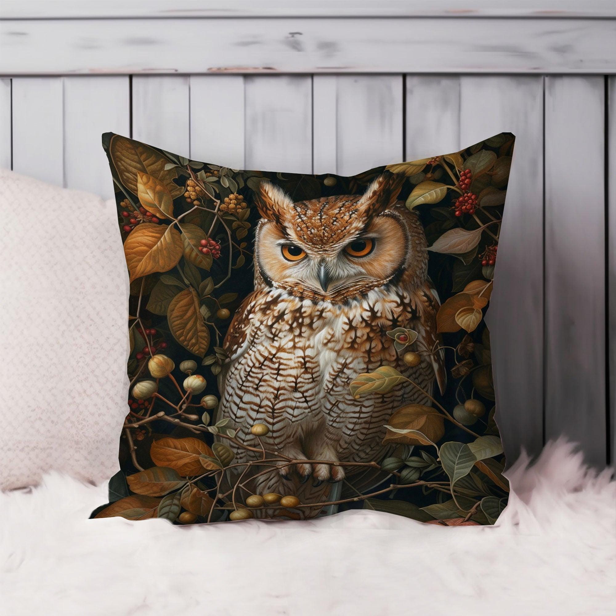Owl William Morris Throw Pillow Soft Cushion Cover Animals Cottage Square Decorative Accent Pillowca