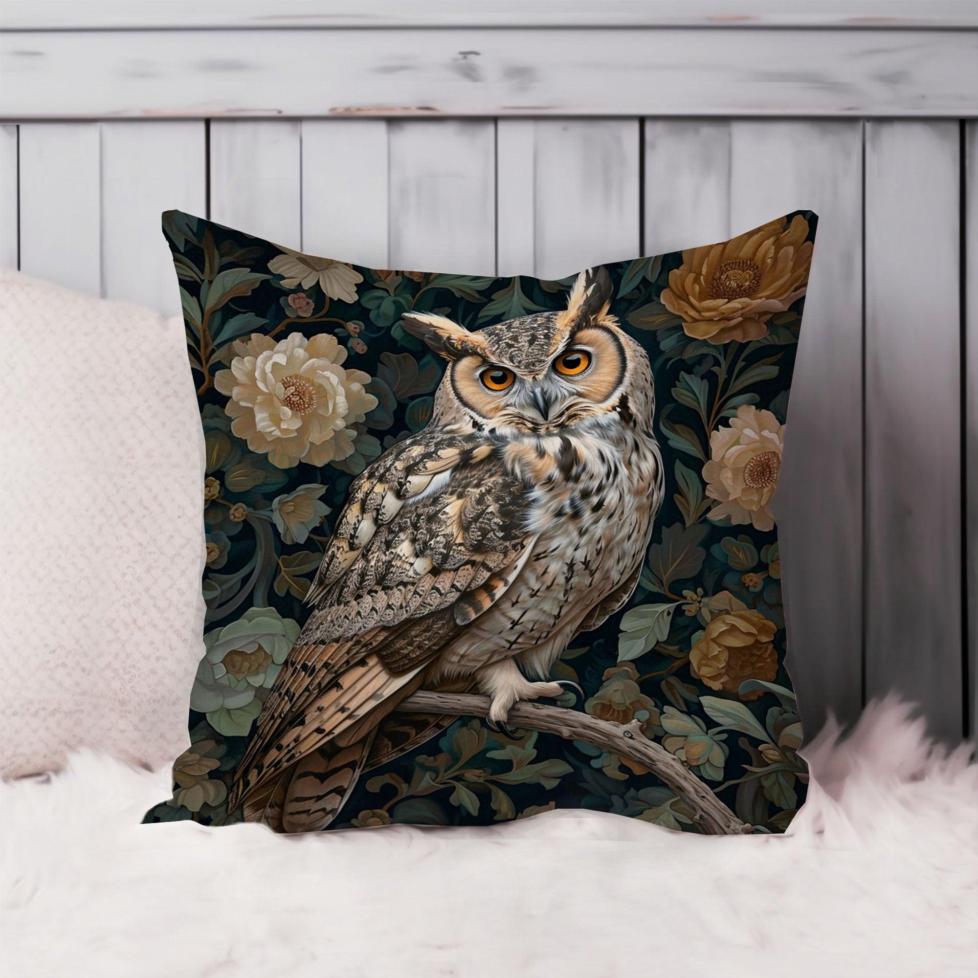 Owl William Morris Throw Pillow Soft Cushion Cover Animals Cottage Square Decorative Accent Pillowca