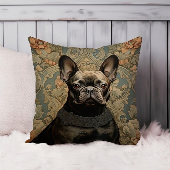 French Bulldog William Morris Throw Pillow Soft Cushion Cover Dogs