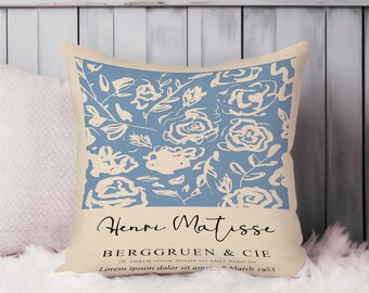 Henri Matisse Floral Square Soft Throw Pillow Case Pillow Cover Blue Flowers Berggruen Living Room Cushion Gift Design Accent Pillowcase