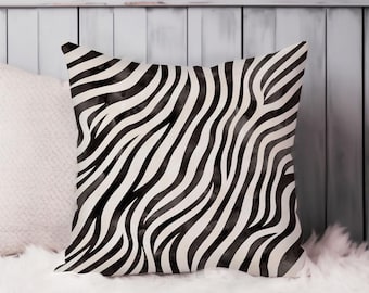 Zebra Print Throw Pillow Soft Cushion Cover Zebra Pattern Animals Modern Square Decorative Accent Pillowcase Gift, Black, White