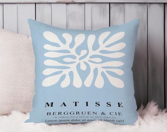 Henri Matisse Soft Square Throw Pillow Case Cover Abstract Botanicals Light Blue Living Room Cushion Gift Accent Pillowcase