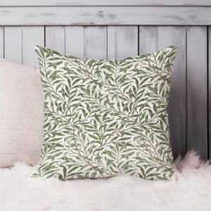 Botanical Throw Pillow Soft Cushion Cover Plant Leaves Leaf Square Decorative Pillowcase Gift, Green, White