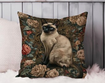 Cat William Morris Throw Pillow Soft Cushion Cover Animals Cottage Square Decorative Accent Pillowcase Gift, Beige, Green