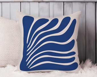 Matisse Abstract Shapes Soft Square Throw Pillow Case Cover Matisse Shapes Living Room Cushion Gift Accent Pillowcase, Blue, Beige