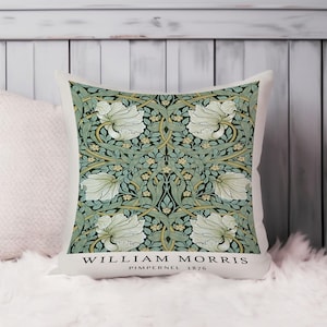William Morris Throw Pillow Soft Cushion Cover William Morris Pimpernel Floral Classic Square Decorative Accent Pillowcase Gift Green White