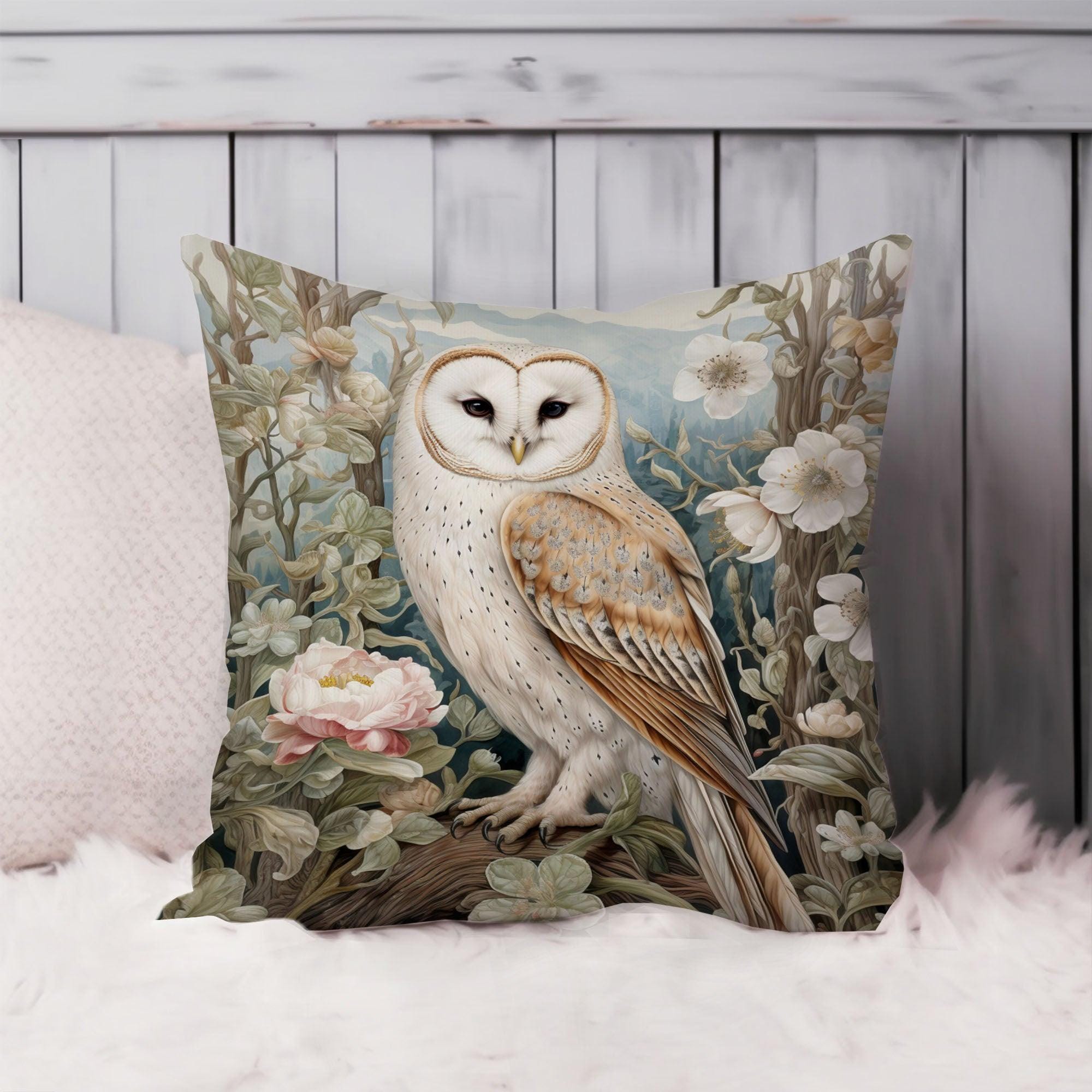 Owl William Morris Throw Pillow Soft Cushion Cover Animals Cottage Square Decorative Accent Pillowca