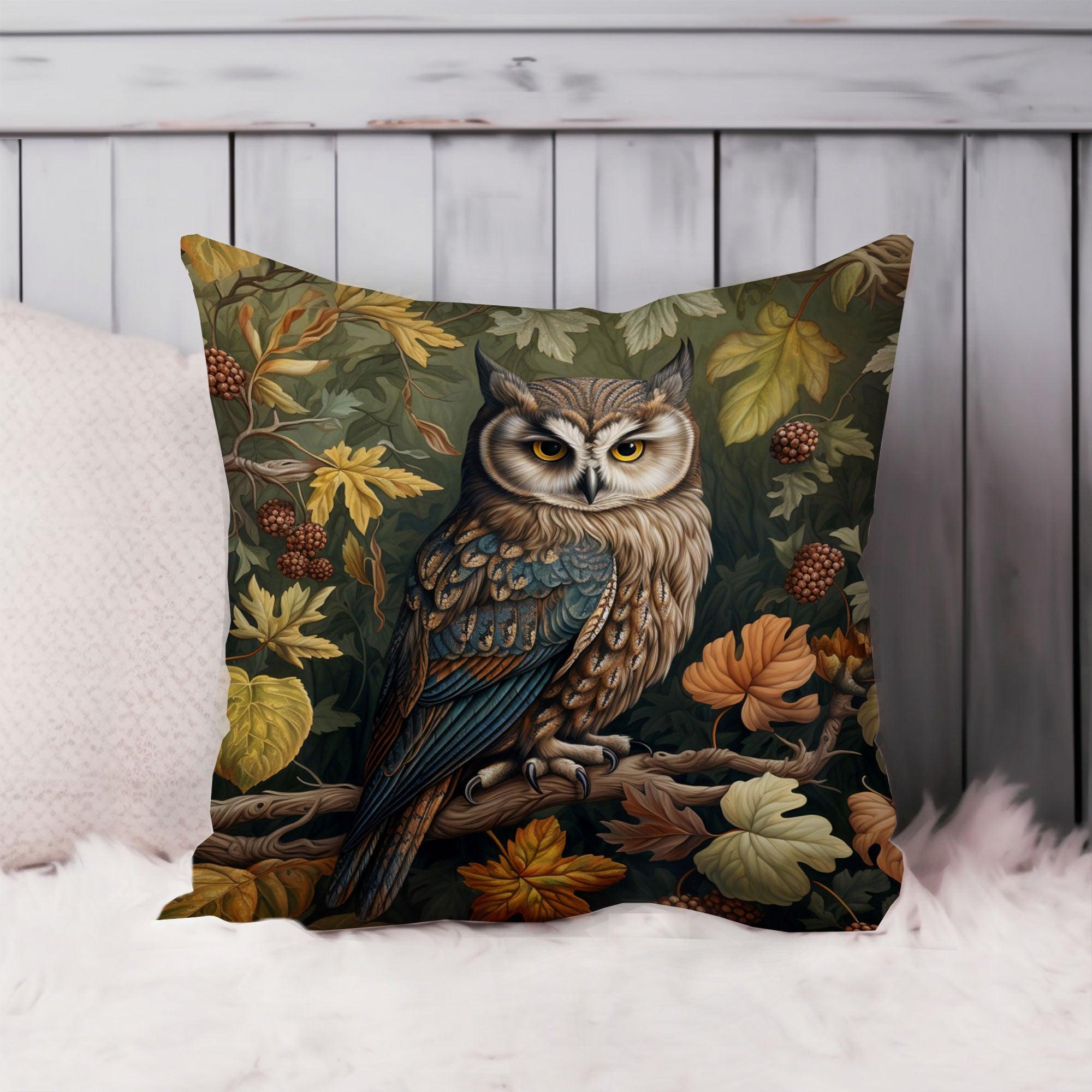 Owl William Morris Throw Pillow Soft Cushion Cover Animals Cottage Square Decorative Accent Pillowca