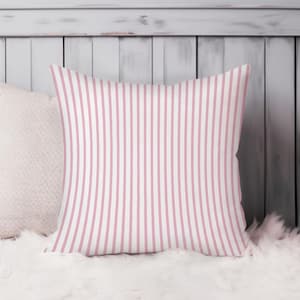 Striped Throw Pillow Soft Cushion Cover &#39;Pink Stripes&#39; Patterns Modern Square Decorative Accent Pillowcase Gift, Pink, White