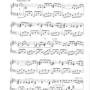 Op de afbeelding: Partituur voor het nummer "Misty" van Erroll Garner, gearrangeerd door Bill Reason. De muziek is geschreven in standaardnotatie met een toonsoort van 3 b-moll en een maatsoort van 4/4. De tempo-aanduiding is "Passionately = 70".