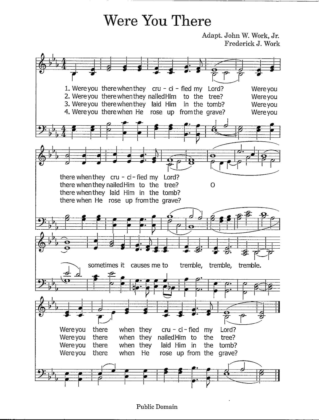 Were You There Digital Printable Hymn Tune Key Of E Flat Etsy