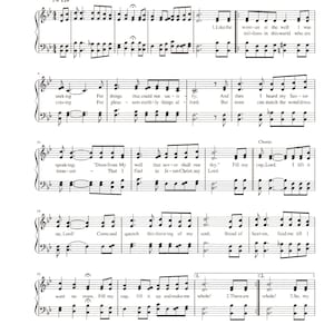 May include: A sheet music page with the title "Fill My Cup, Lord" and lyrics for a Christian hymn. The music is written in standard notation with a piano accompaniment.