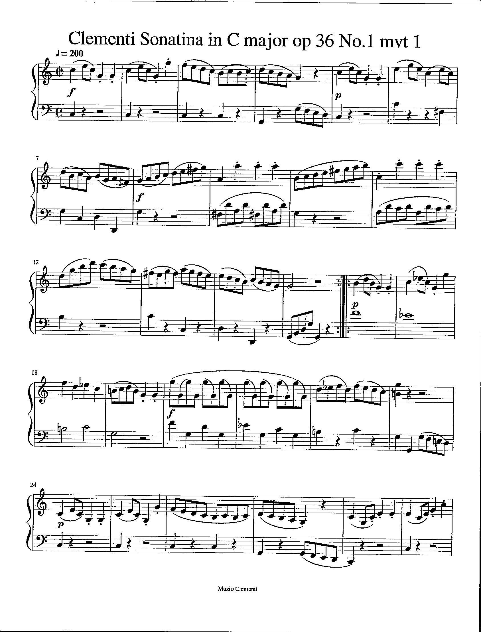 Clementi Sonatina in C Major Op 36 No.1 Mvt 1 - Digital Intermediate ...