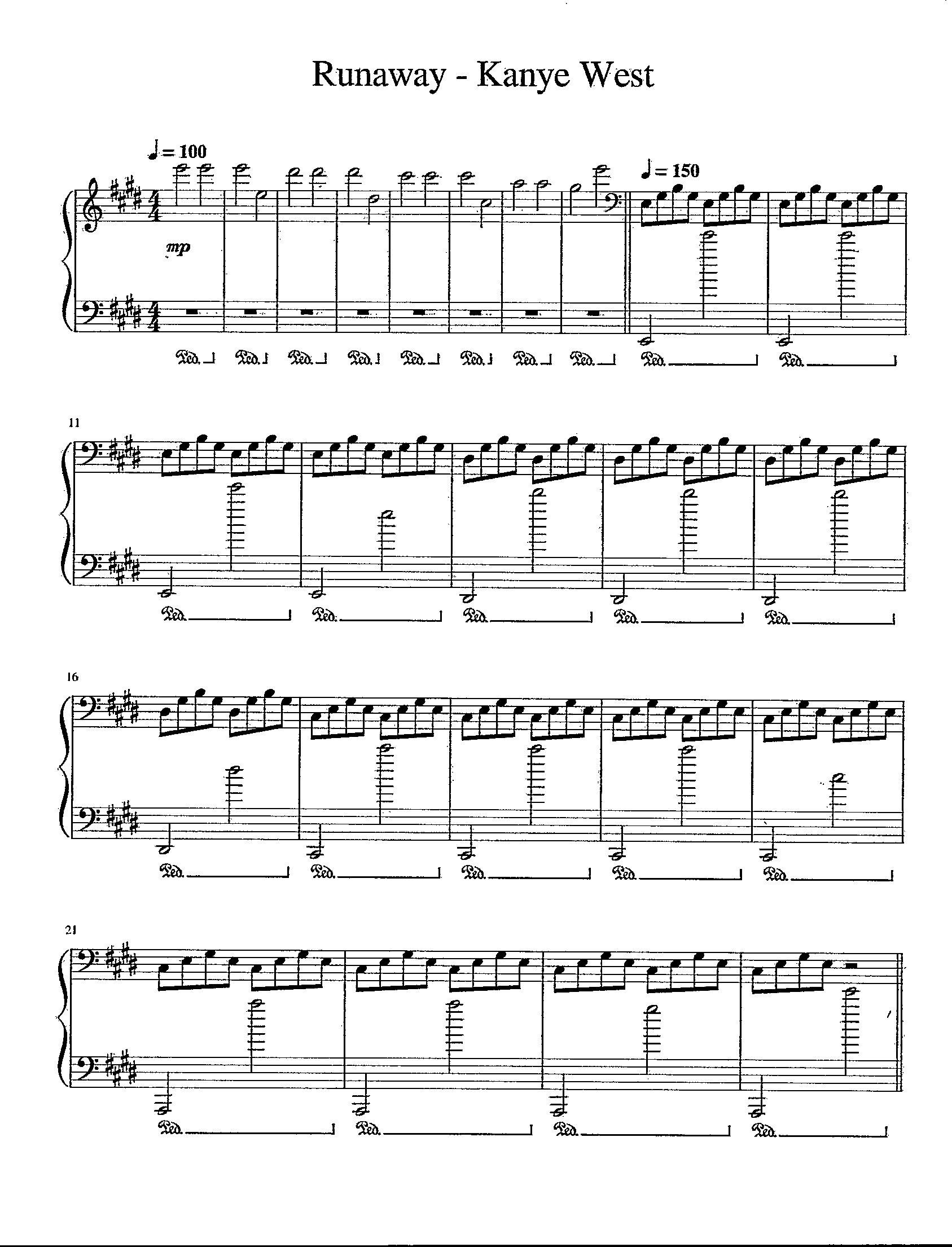Runaway - Main Theme From Kanye West - Digitial Printable Teaching