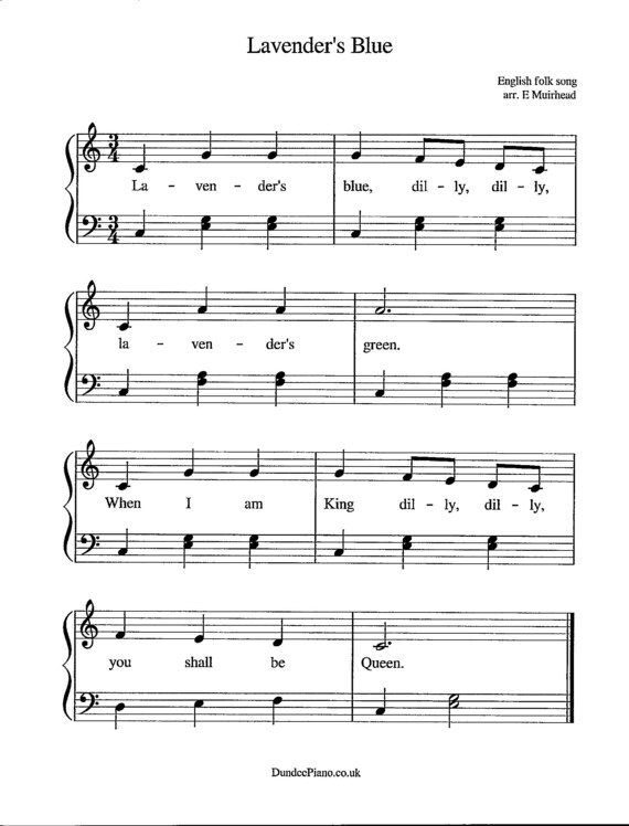 Lavender's Blue Digital Beginning Teaching Arrangement Piano